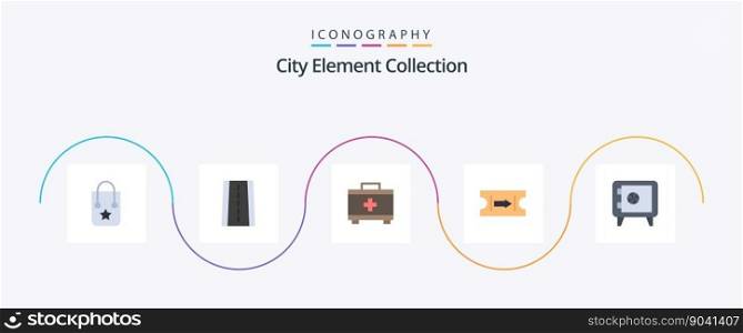 City Element Collection Flat 5 Icon Pack Including . journey. first aid. locker. journey
