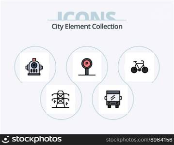 City Element Collection Line Filled Icon Pack 5 Icon Design. negative . journey. board