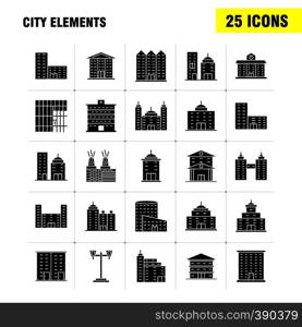 City Elements Solid Glyph Icons Set For Infographics, Mobile UX/UI Kit And Print Design. Include: Tower, Building, City, Office,, Buildings, Tower, City, Office, Eps 10 - Vector