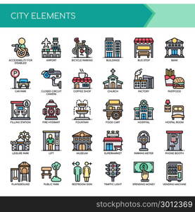 City Elements , Thin Line and Pixel Perfect Icons