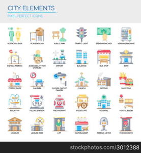 City Elements , Thin Line and Pixel Perfect Icons