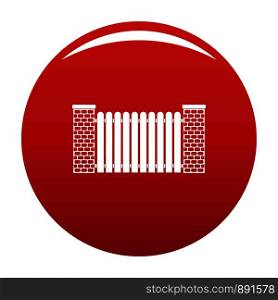 City fence icon. Simple illustration of city fence vector icon for any design red. City fence icon vector red