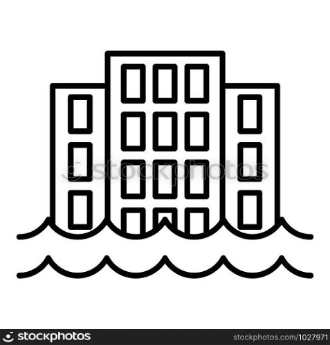 City flood icon. Outline city flood vector icon for web design isolated on white background. City flood icon, outline style