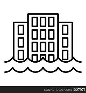 City flood icon. Outline city flood vector icon for web design isolated on white background. City flood icon, outline style