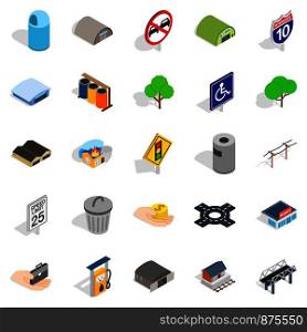 City government icons set. Isometric set of 25 city government vector icons for web isolated on white background. City government icons set, isometric style