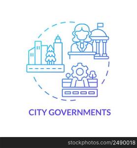 City governments blue gradient concept icon. Municipal government. Local council. Institution ex&le abstract idea thin line illustration. Isolated outline drawing. Myriad Pro-Bold font used. City governments blue gradient concept icon