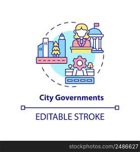 City governments concept icon. Municipal government. Institution example abstract idea thin line illustration. Isolated outline drawing. Editable stroke. Arial, Myriad Pro-Bold fonts used. City governments concept icon