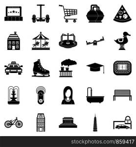 City hobby icons set. Simple set of 25 city hobby vector icons for web isolated on white background. City hobby icons set, simple style