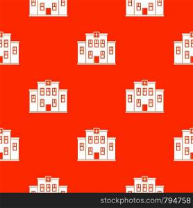 City hospital building pattern repeat seamless in orange color for any design. Vector geometric illustration. City hospital building pattern seamless