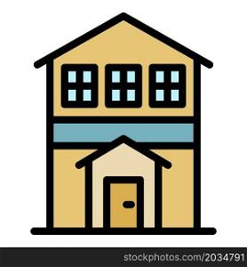City house front view icon. Outline city house front view vector icon color flat isolated. City house front view icon color outline vector