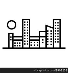 City icon line isolated on white background. Black flat thin icon on modern outline style. Linear symbol and editable stroke. Simple and pixel perfect stroke vector illustration