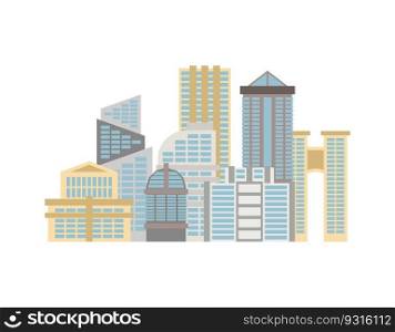 City isolated. Town on white background. Many buildings and business centers. 