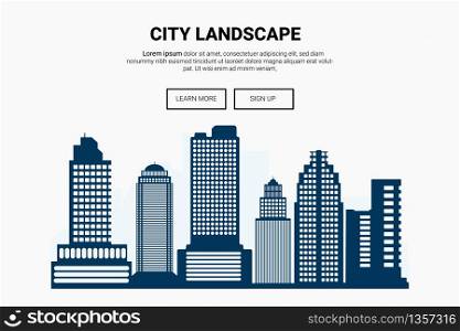 City Landscape building concept. design for urban cityscape landing page website.