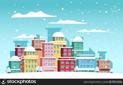 City Landscape Cityscape Cold Winter Snow Building