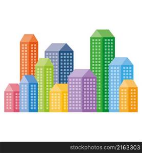 City landscape. Downtown landscape with high skyscrapers. Urban life Vector illustration