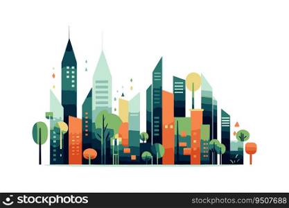 City landscape isolated on a white background. Vector illustration.