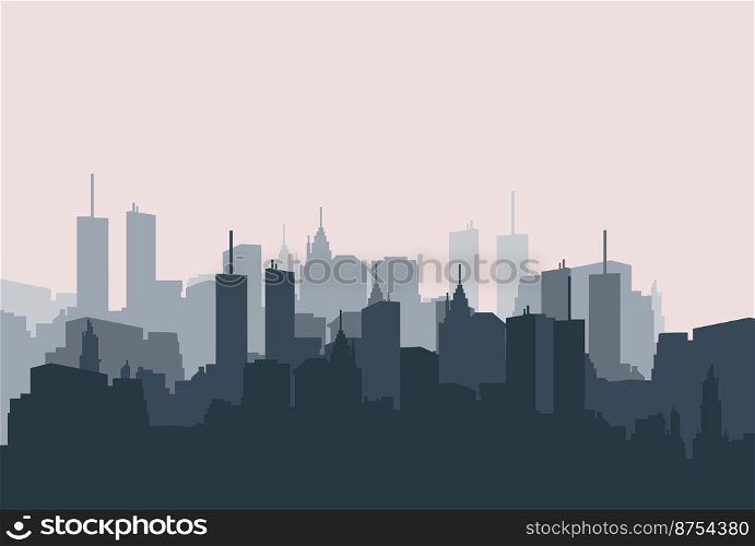 City landscape sihouette. Building town isolated background. Vector illustration