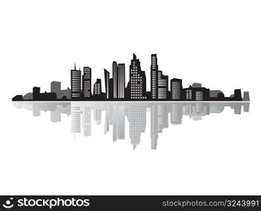 City landscape, silhouettes of houses black