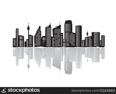 City landscape, silhouettes of houses black