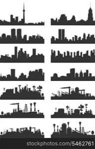 City landscape2. Silhouettes of cities on a white background. A vector illustration