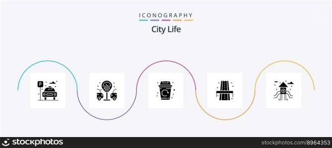 City Life Glyph 5 Icon Pack Including play ground. city. life. way. life