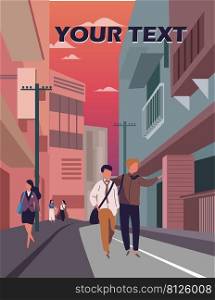 city life poster colored contemporary