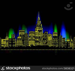 City lights, cityscape colourful