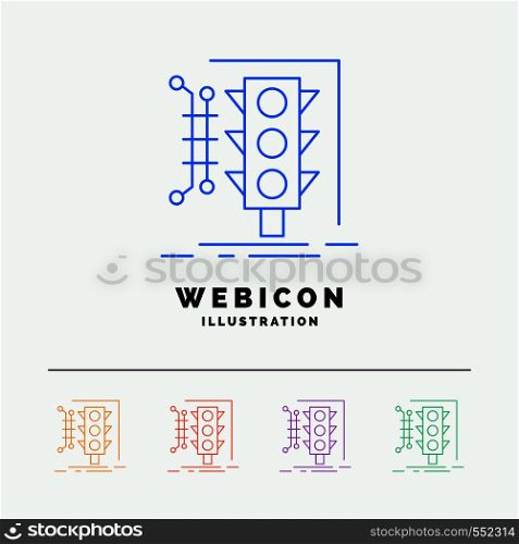 City, management, monitoring, smart, traffic 5 Color Line Web Icon Template isolated on white. Vector illustration. Vector EPS10 Abstract Template background