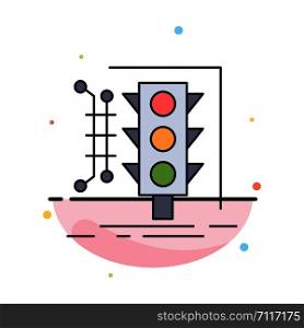 City, management, monitoring, smart, traffic Flat Color Icon Vector
