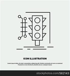 City, management, monitoring, smart, traffic Icon. Line vector gray symbol for UI and UX, website or mobile application. Vector EPS10 Abstract Template background