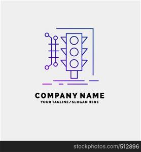 City, management, monitoring, smart, traffic Purple Business Logo Template. Place for Tagline. Vector EPS10 Abstract Template background