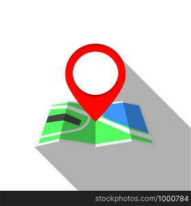 City map pin icon. Flat illustration of city map pin vector icon for web design. City map pin icon, flat style