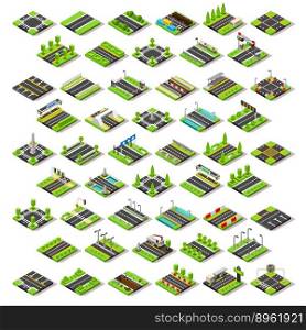 City map set 02 tiles isometric vector image