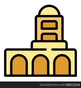 City mosque icon outline vector. Africa skyline. Landscape stamp color flat. City mosque icon vector flat
