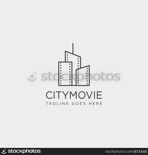 city movie video cinema line simple logo template vector illustration icon element - vector illustration. city movie video cinema line simple logo template vector illustration icon element