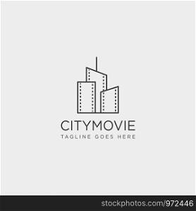 city movie video cinema line simple logo template vector illustration icon element - vector illustration. city movie video cinema line simple logo template vector illustration icon element