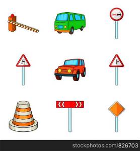 City navigation icons set. Cartoon set of 9 city navigation vector icons for web isolated on white background. City navigation icons set, cartoon style