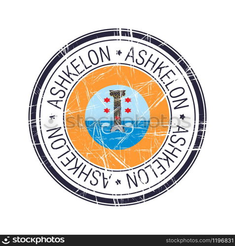 City of Ashkelon, Israel postal rubber stamp, vector object over white background