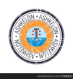 City of Ashkelon, Israel postal rubber stamp, vector object over white background