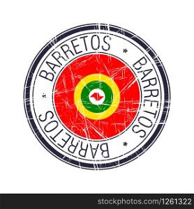 City of Barretos, Brazil postal rubber stamp, vector object over white background
