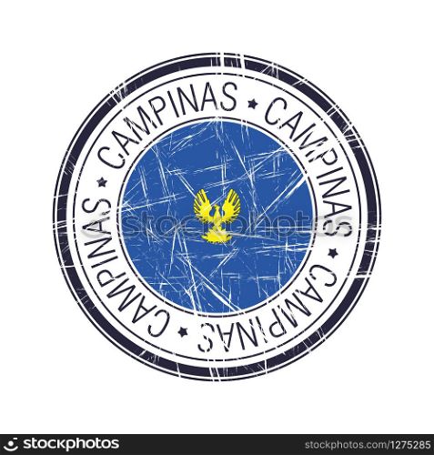 City of Campinas, Brazil postal rubber stamp, vector object over white background