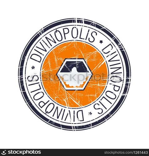 City of Divinopolis, Brazil postal rubber stamp, vector object over white background