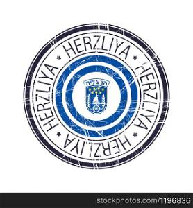 City of Herzliya, Israel postal rubber stamp, vector object over white background