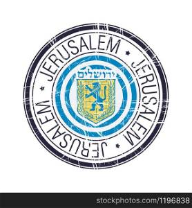 City of Jerusalem, Israel postal rubber stamp, vector object over white background