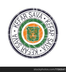 City of Kefar Sava, Israel postal rubber stamp, vector object over white background