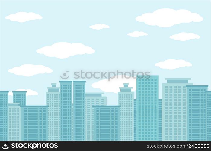City of skyscrapers horizontal seamless pattern. Architecture urban building, structure house cityscape, vector illustration. City of skyscrapers horizontal seamless pattern