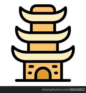 City pagoda icon outline vector. Chinese house. Japan palace color flat. City pagoda icon vector flat