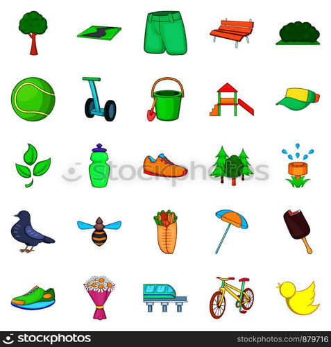 City park icons set. Cartoon set of 25 city park vector icons for web isolated on white background. City park icons set, cartoon style