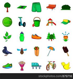 City park icons set. Cartoon set of 25 city park vector icons for web isolated on white background. City park icons set, cartoon style