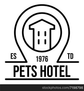 City pet hotel logo. Outline city pet hotel vector logo for web design isolated on white background. City pet hotel logo, outline style